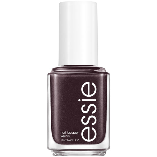 essie bottle front view showing neutral brown shade and glossy finish