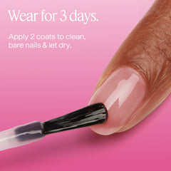essie application on hand closeup highlighting even coverage and quick-dry benefit