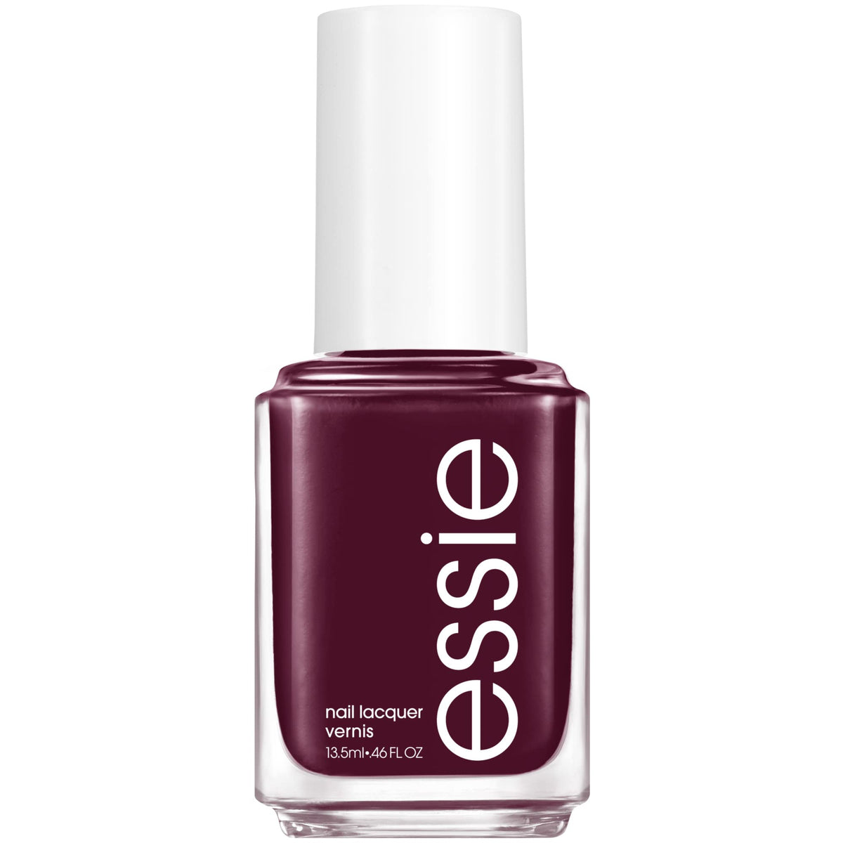 essie Bahama Mama front bottle showing deep plum color and compact size benefit