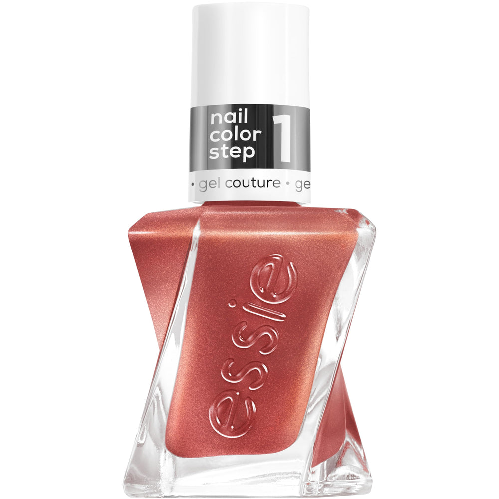 essie front bottle shot showing rose multi‑faceted polish and glossy finish benefit