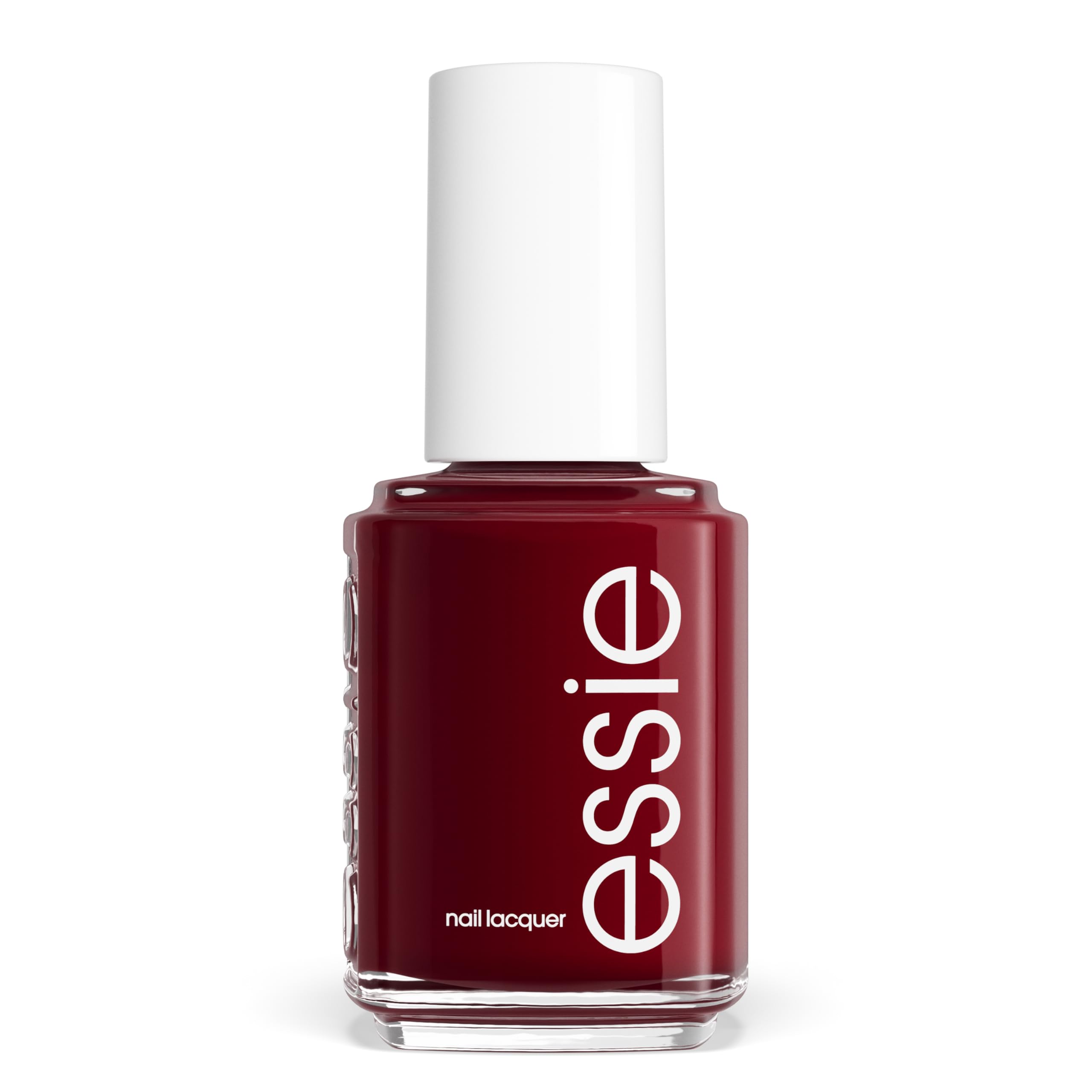 essie bottle front view showing deep berry color and salon finish