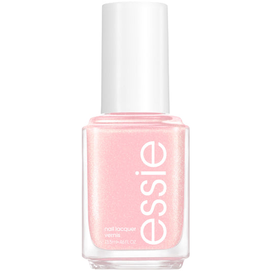 essie bottle front view showing iridescent pink shade and glossy finish