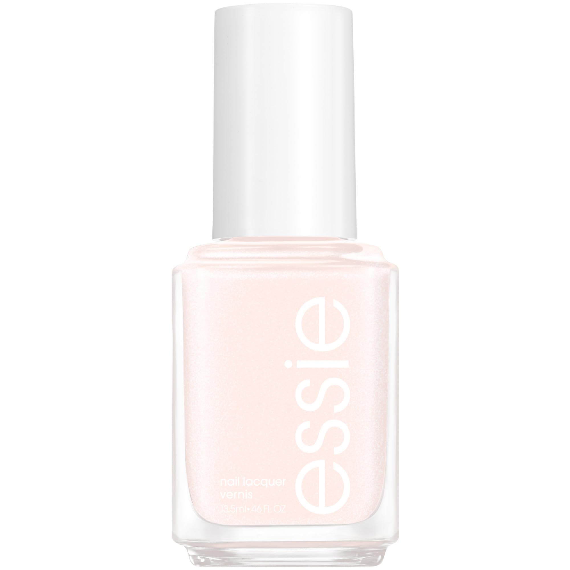 essie front bottle view showing off-white shade and glossy finish benefit