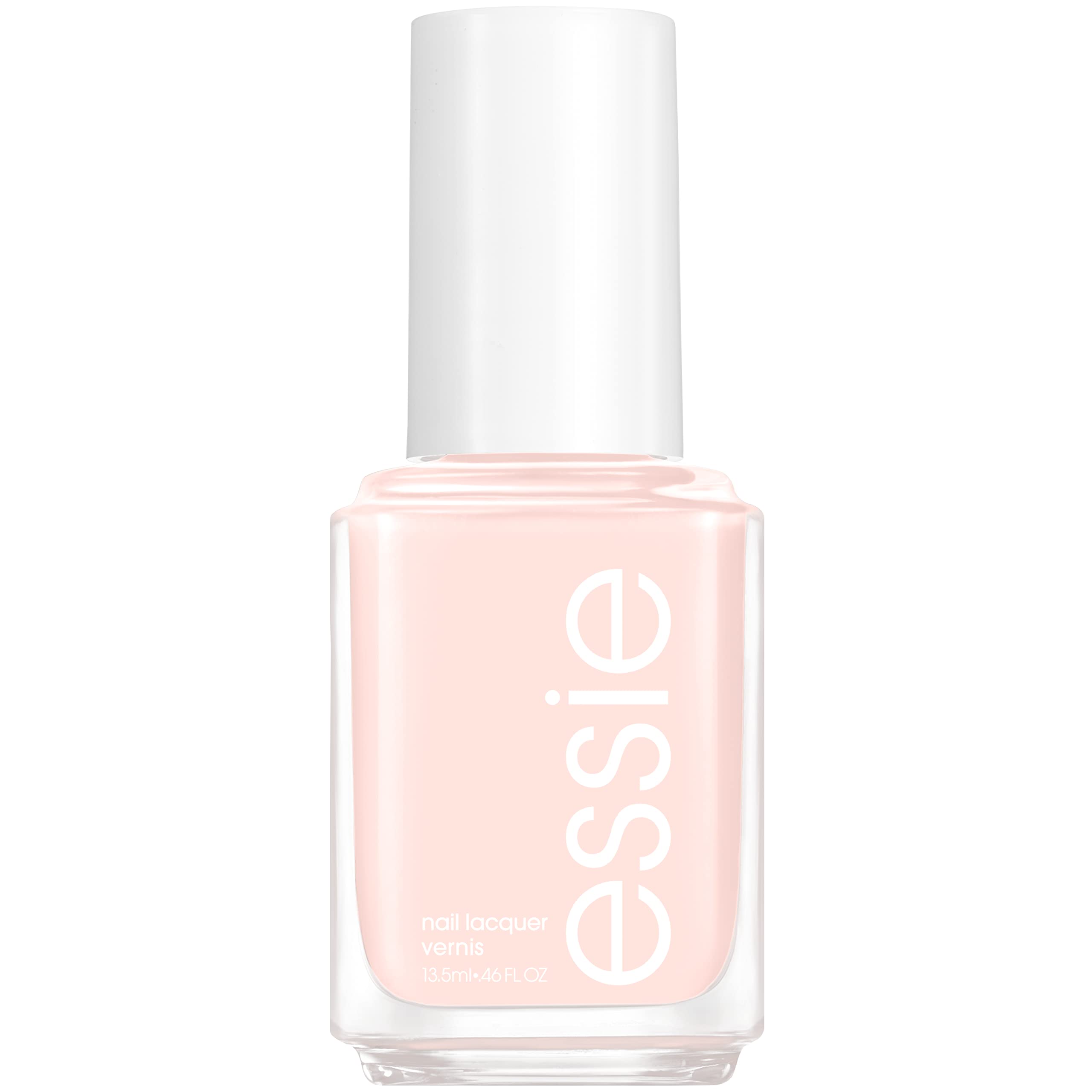 essie bottle front view showing pale pink shade and salon finish