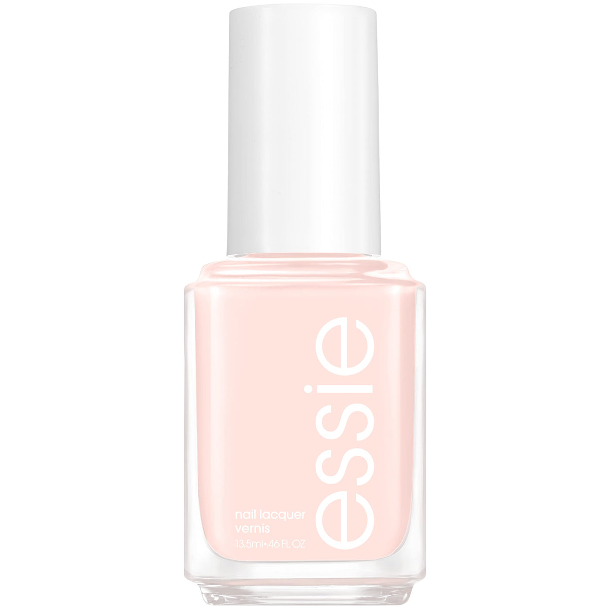 essie bottle front view showing pale pink shade and salon finish