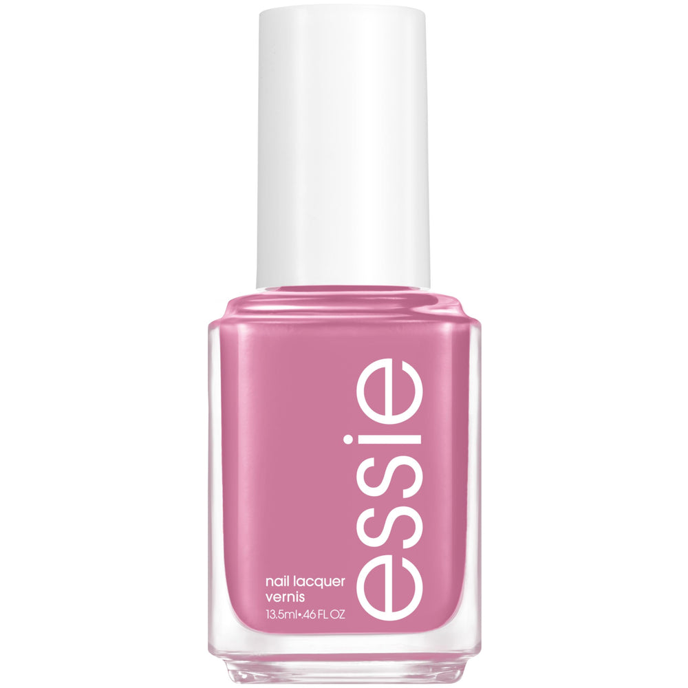 essie bottle front view showing glossy purple shade and benefit of salon finish