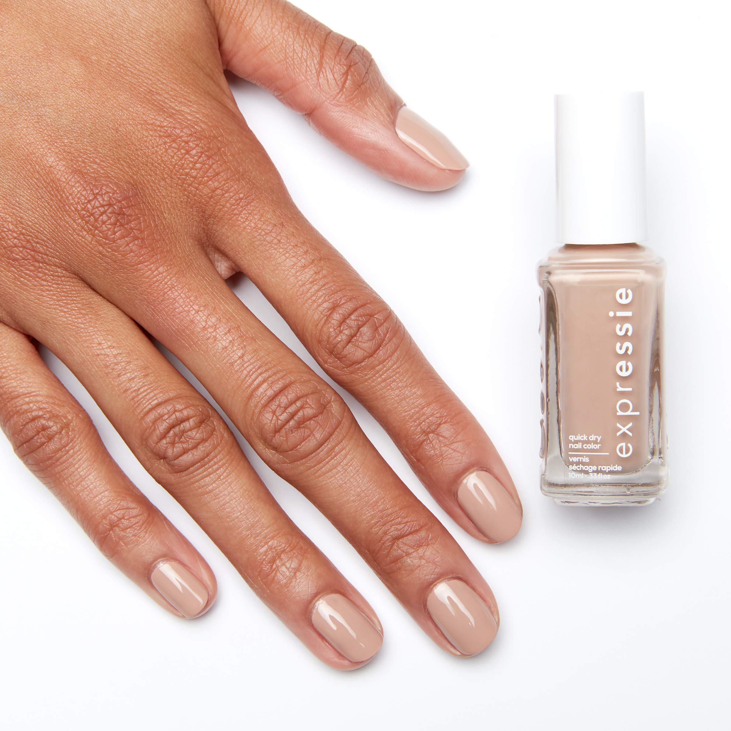 essie Buns Up bottle on table highlighting everyday neutral polish