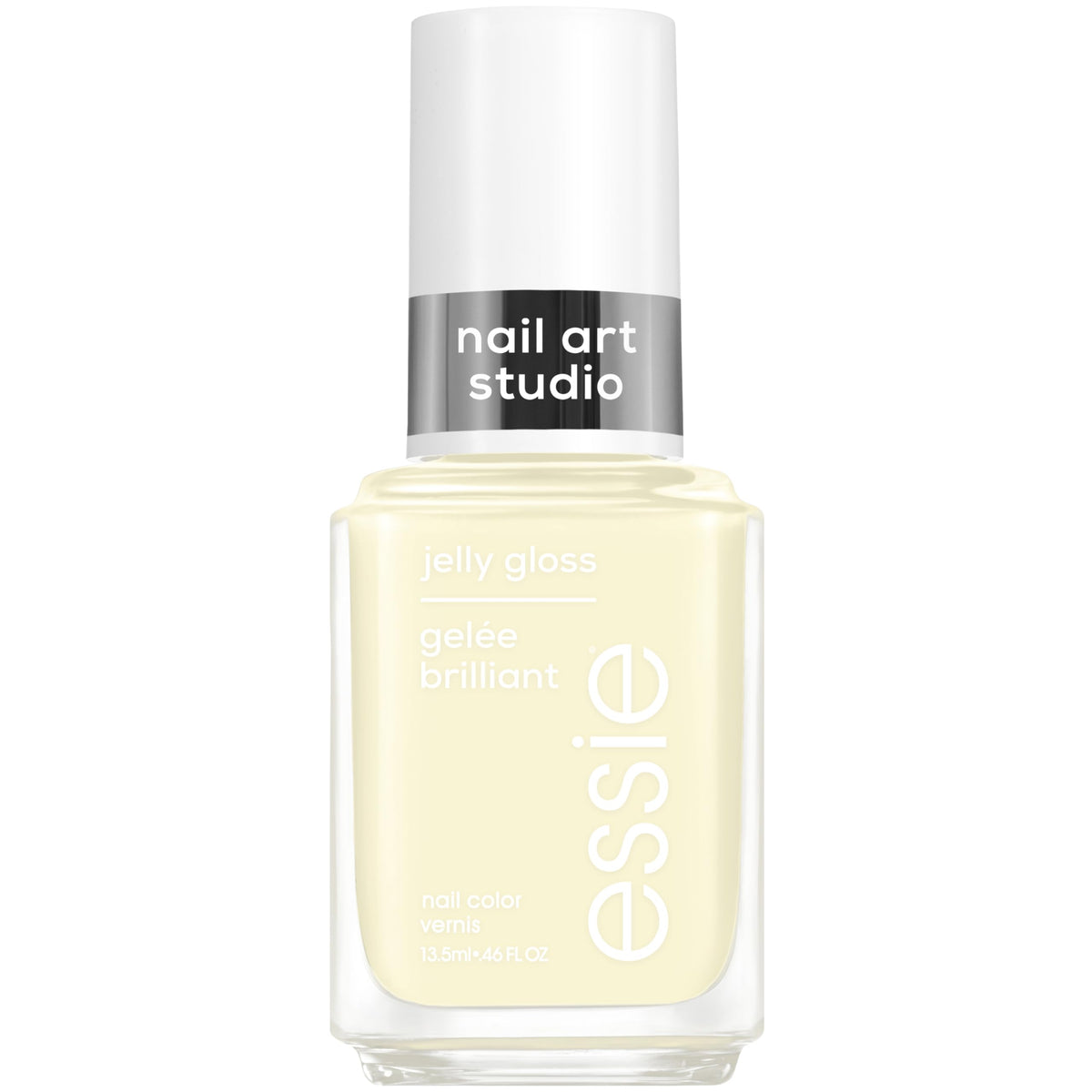 essie bottle front view showing buttercup jelly and glossy finish benefit