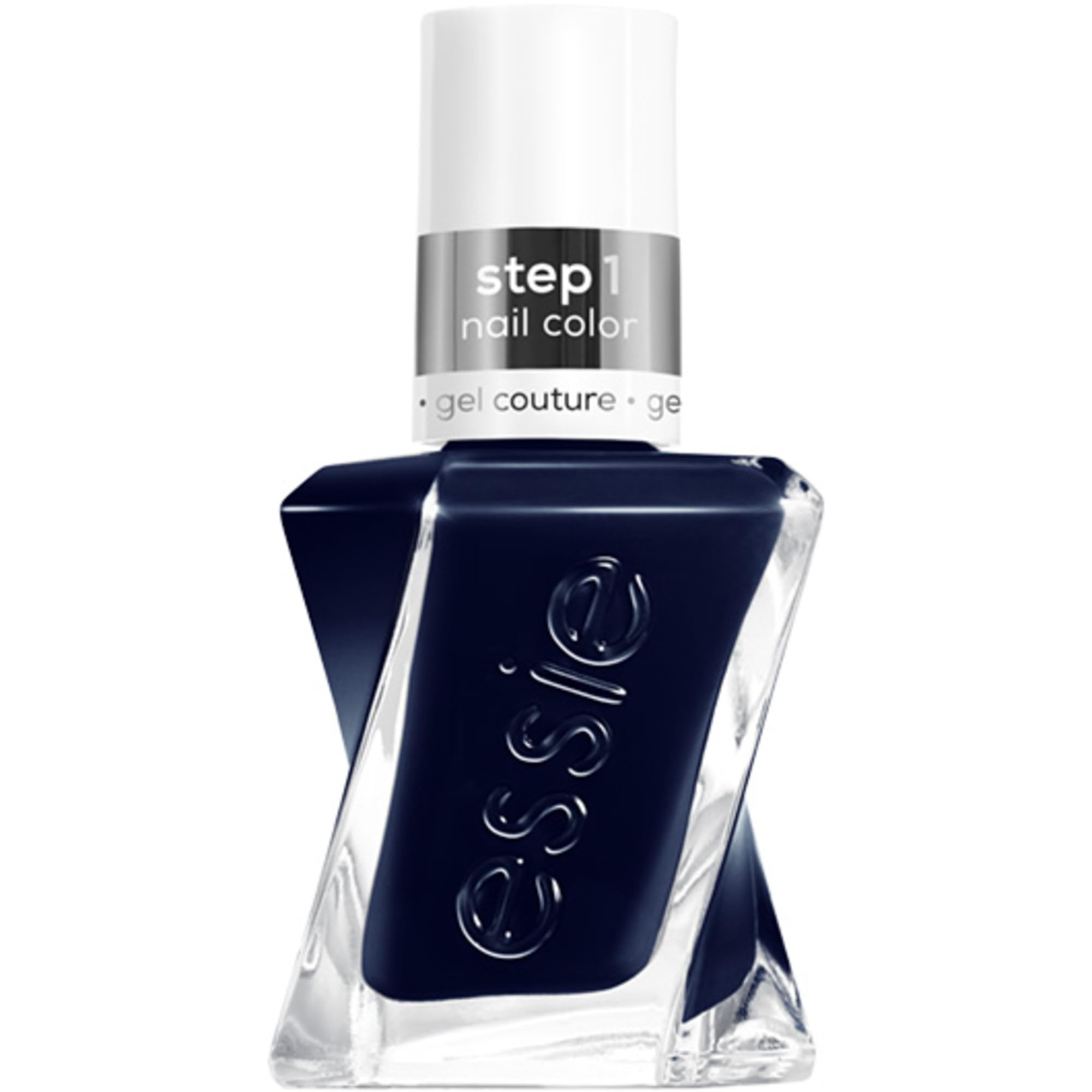 essie bottle front view showing deep navy shade and label for reliable salon color