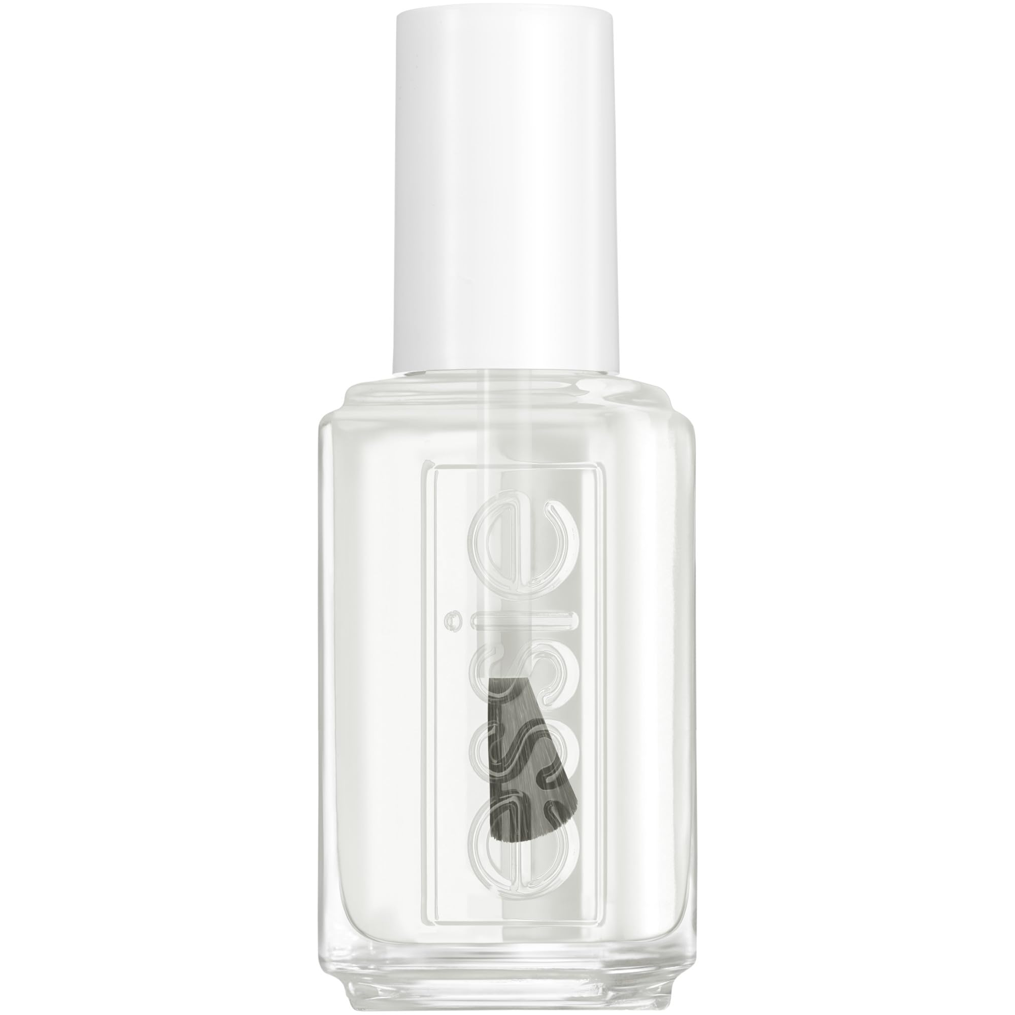 essie Clear 390 bottle front view showing glossy finish benefit