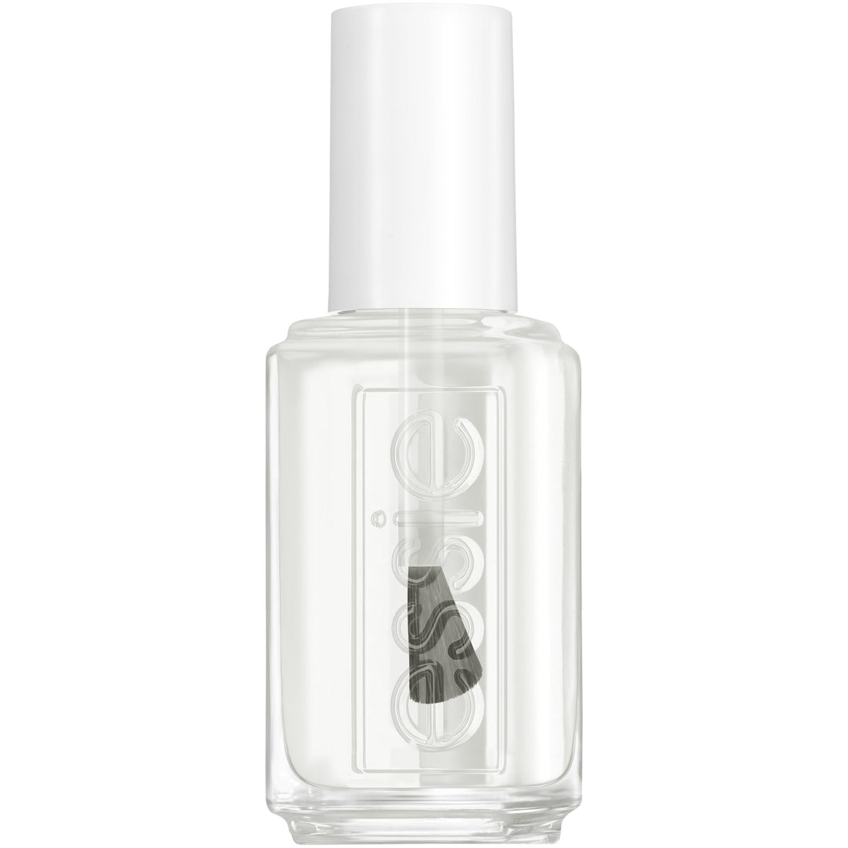 essie Clear 390 bottle front view showing glossy finish benefit