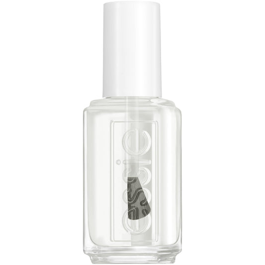 essie Clear 390 bottle front view showing glossy finish benefit