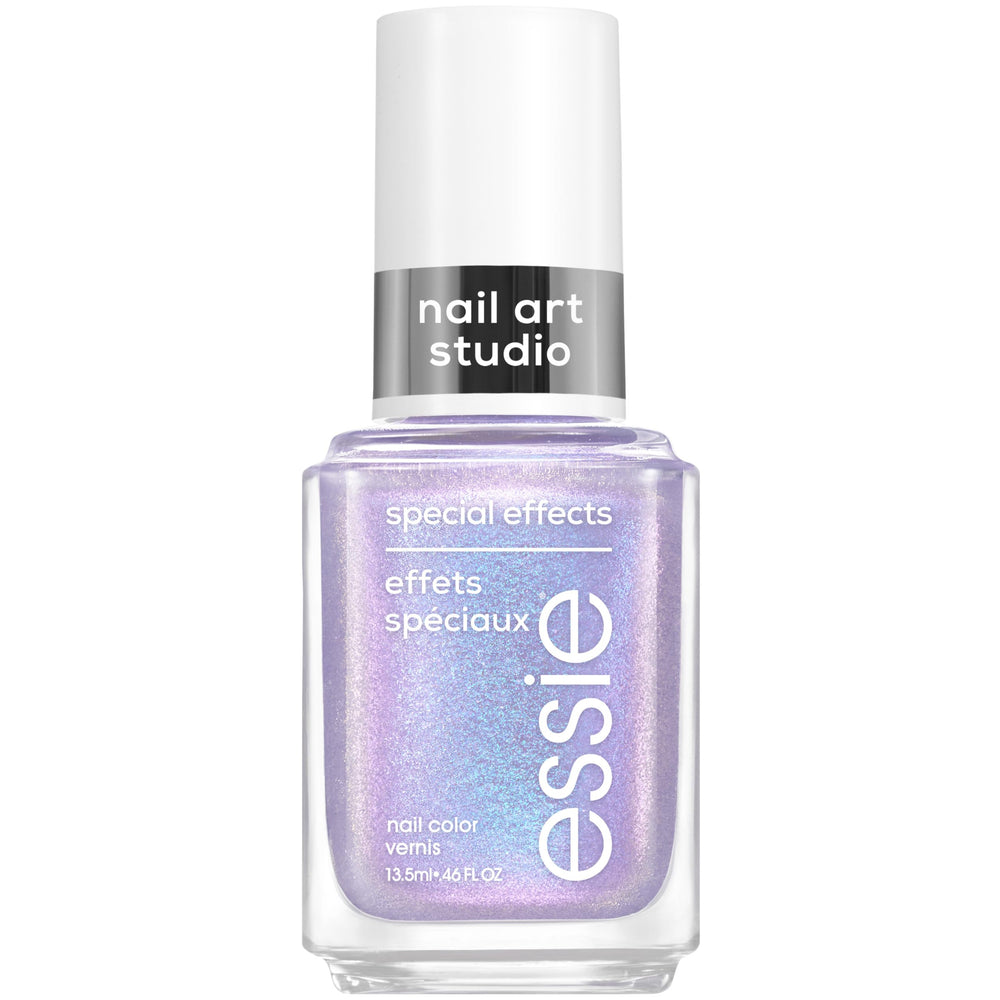 essie bottle front view showing purple shimmer and vibrant finish