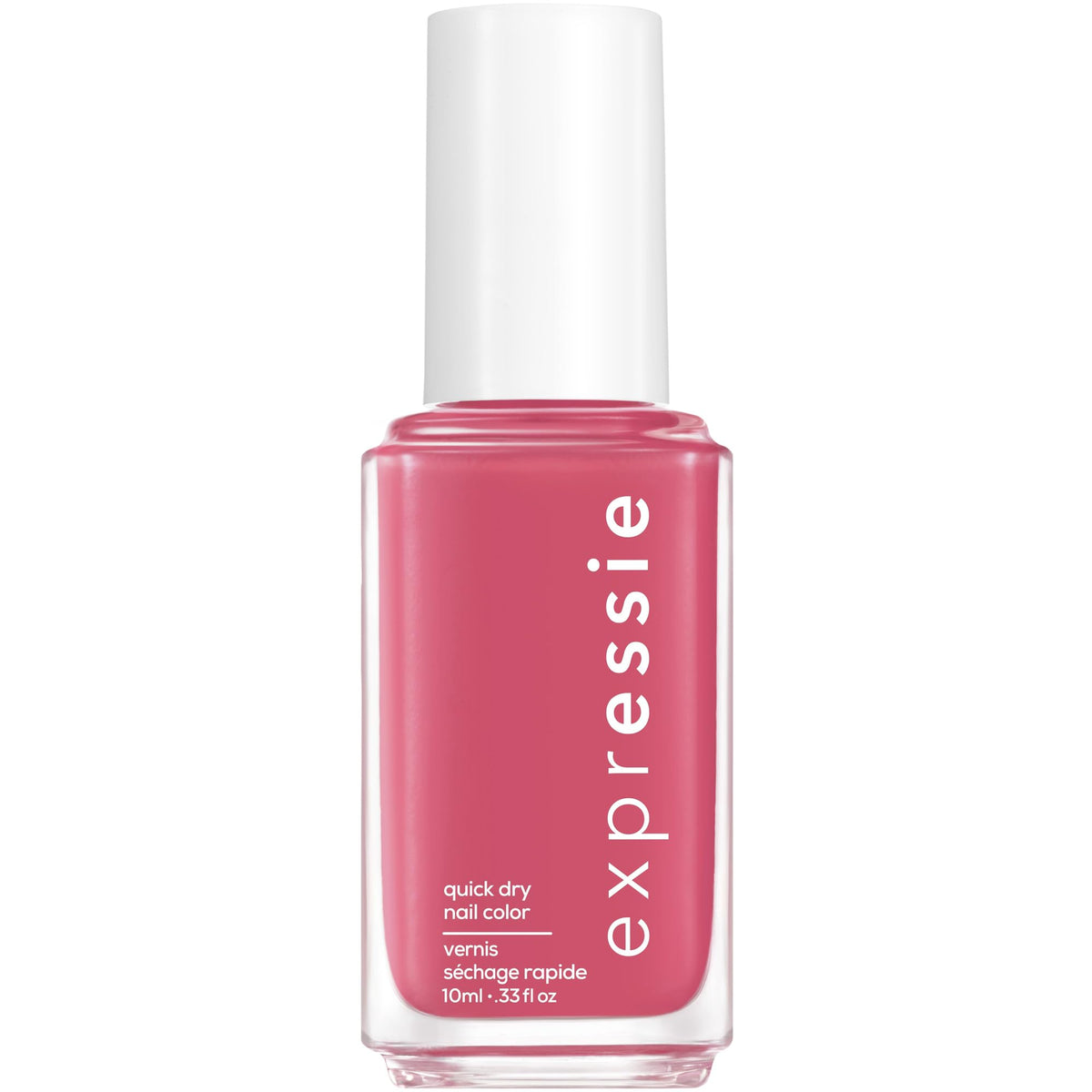 essie bottle front view showing hot pink color and quick-dry benefit