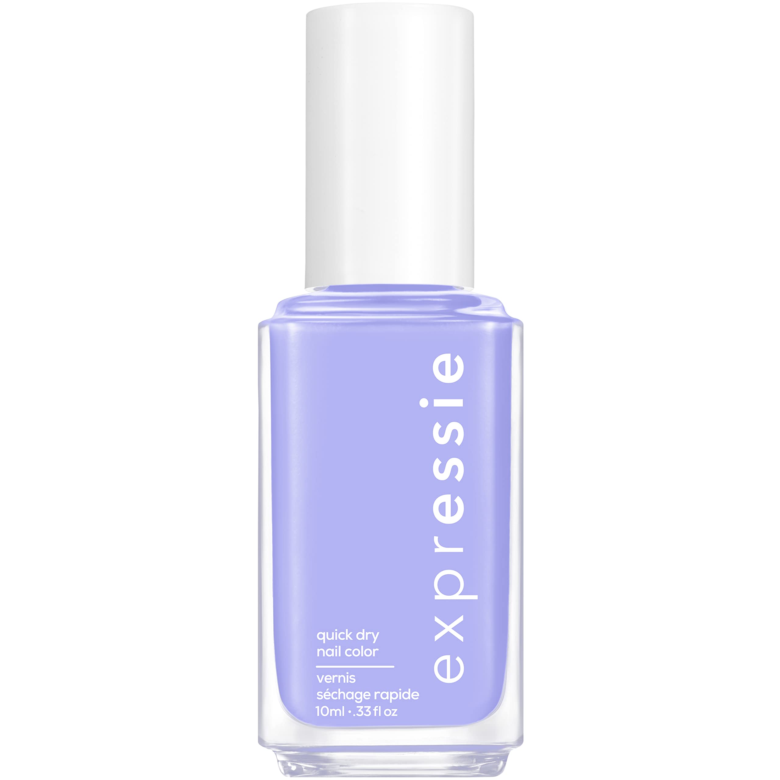 essie bottle front view showing bright lilac shade and quick-dry benefit