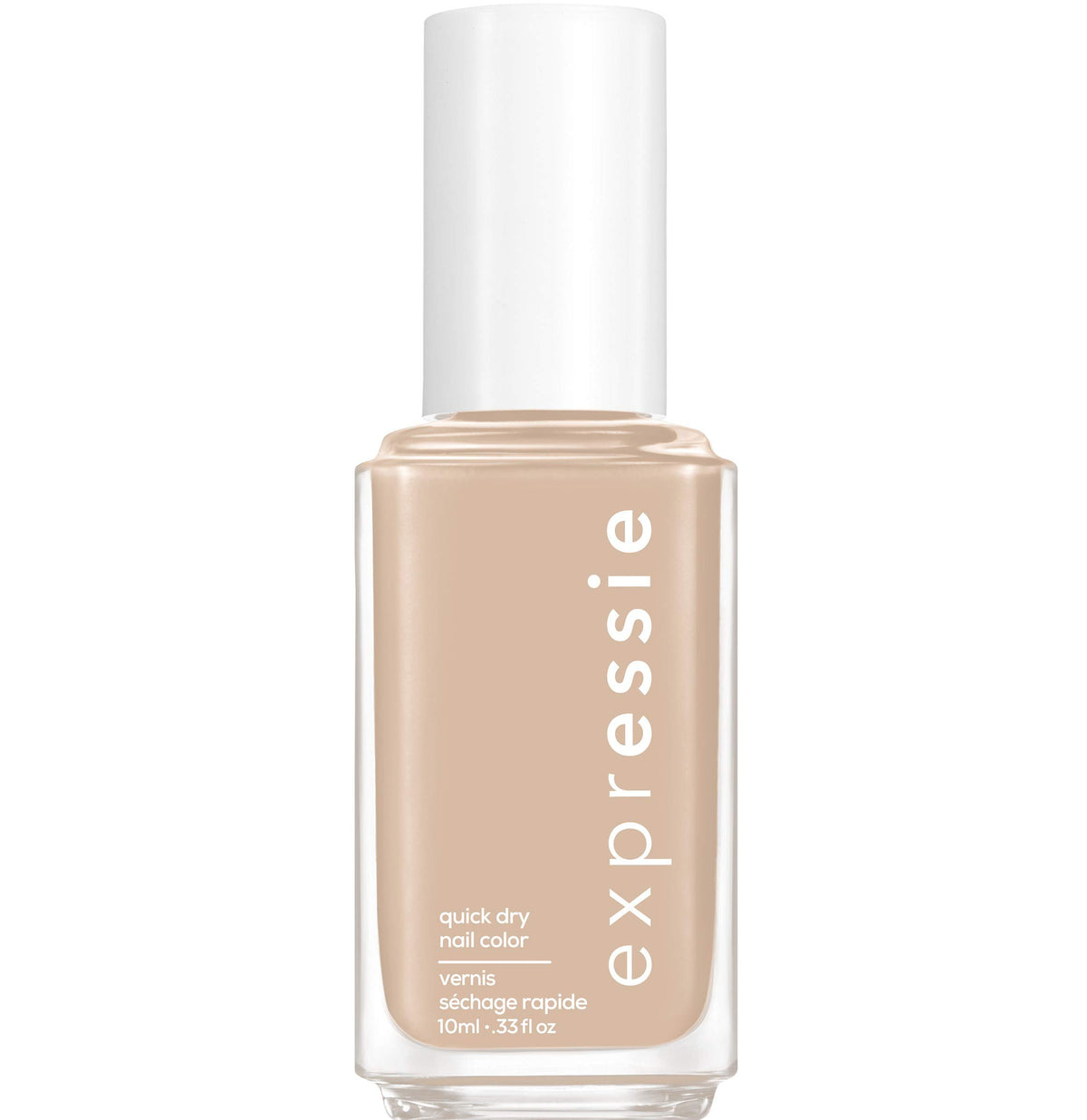 essie front bottle showing Millennium Momentum beige, quick application benefit