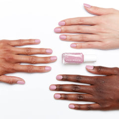 essie Expressie lilac purple swatch on nails showcasing smooth cream finish