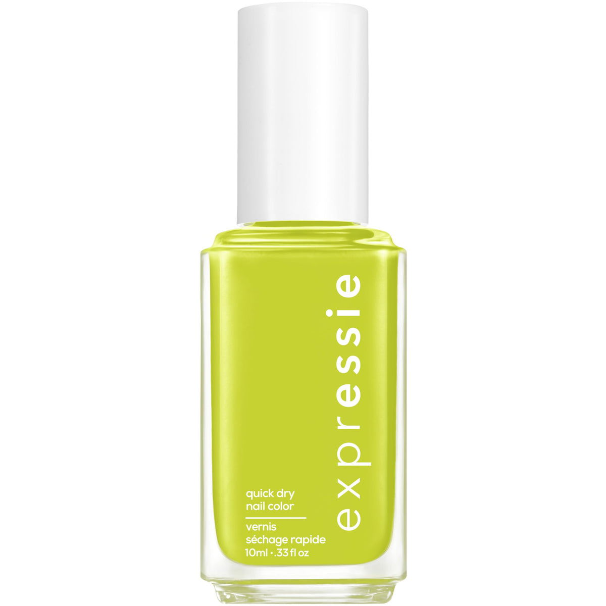 essie front bottle showing lime green polish and compact size for quick touch-ups