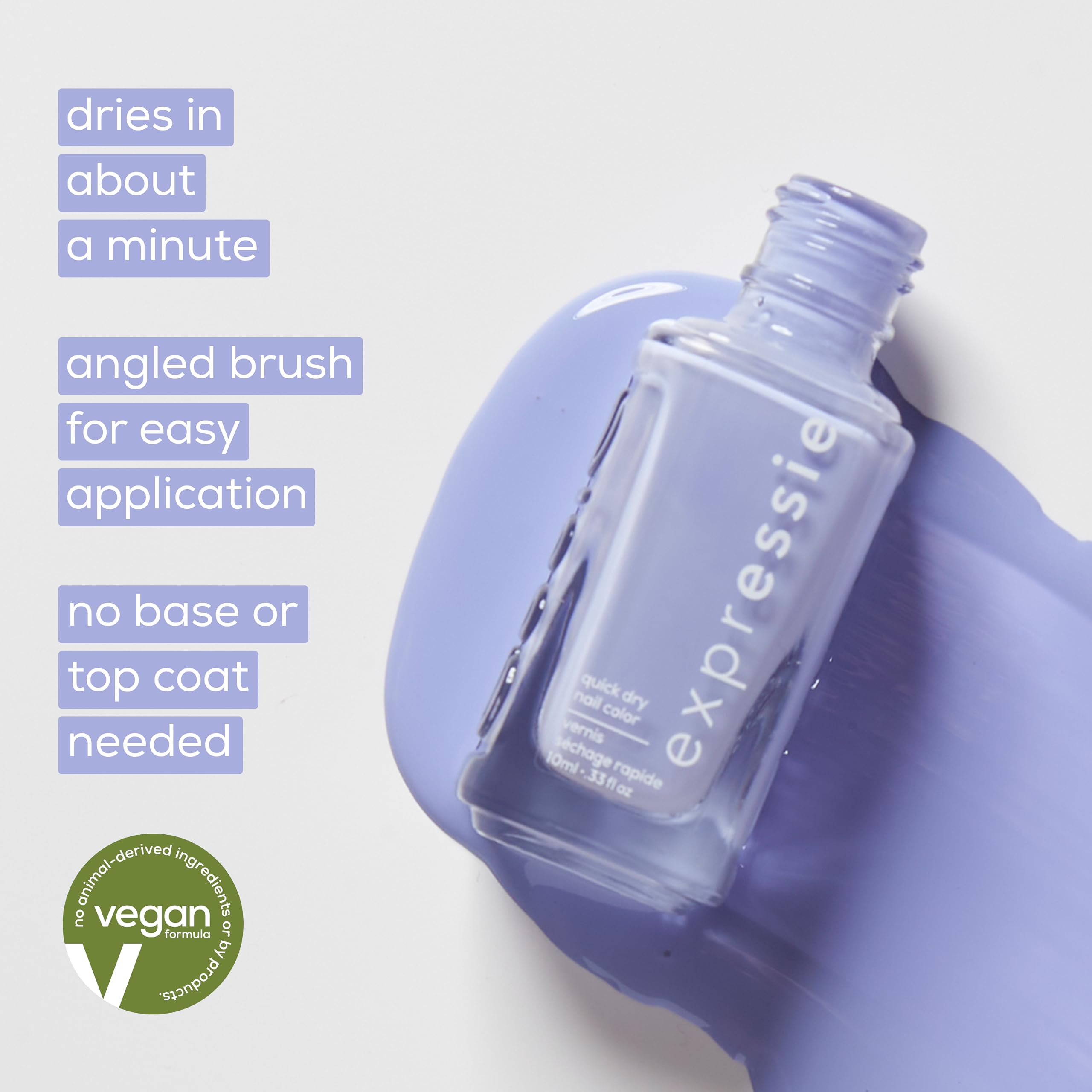 essie Expressie bottle next to ruler showing compact travel-friendly size benefit