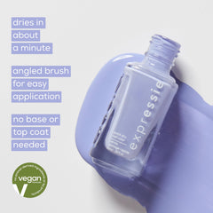 essie Expressie bottle next to ruler showing compact travel-friendly size benefit