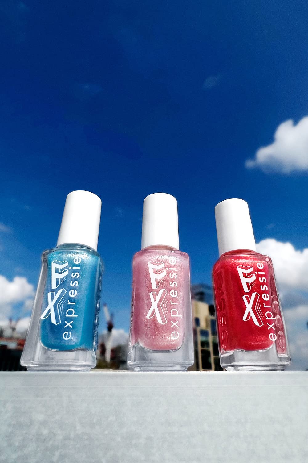 essie top coat layered over light polish for subtle iridescent glow