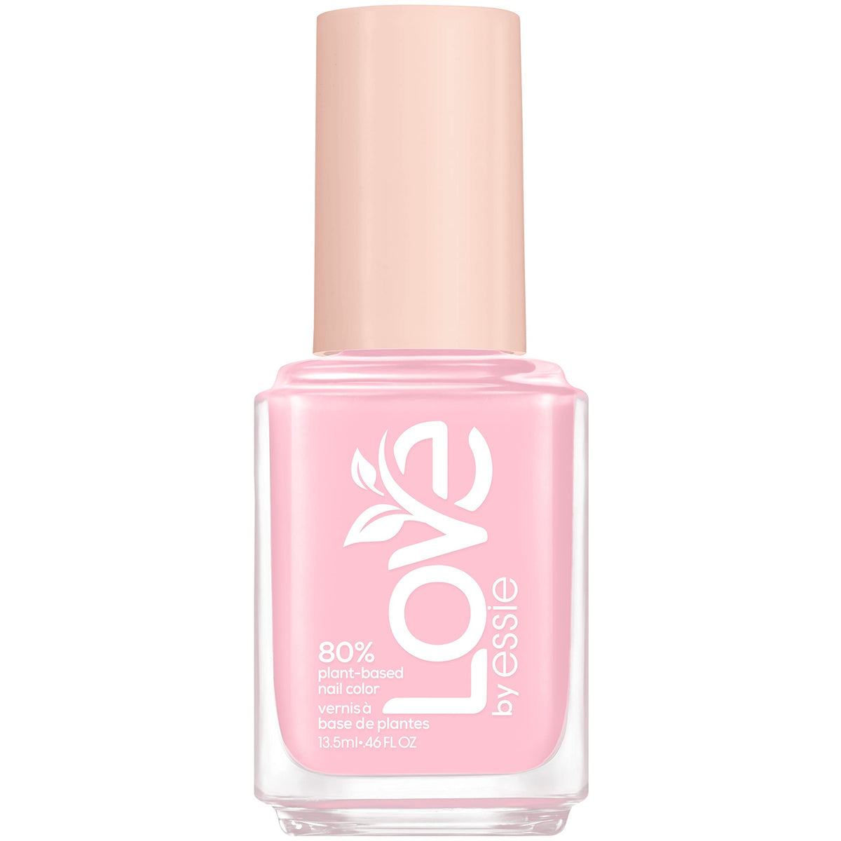 essie front bottle showing pink shade and glossy finish