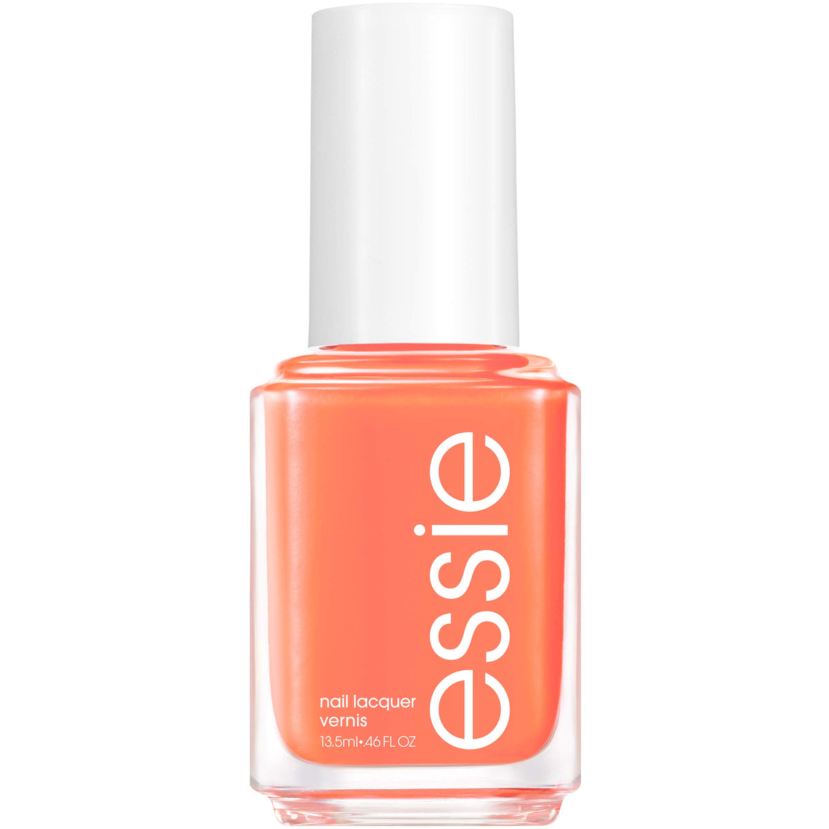 essie bottle front packaging vibrant tangerine showing brand and bold color benefit