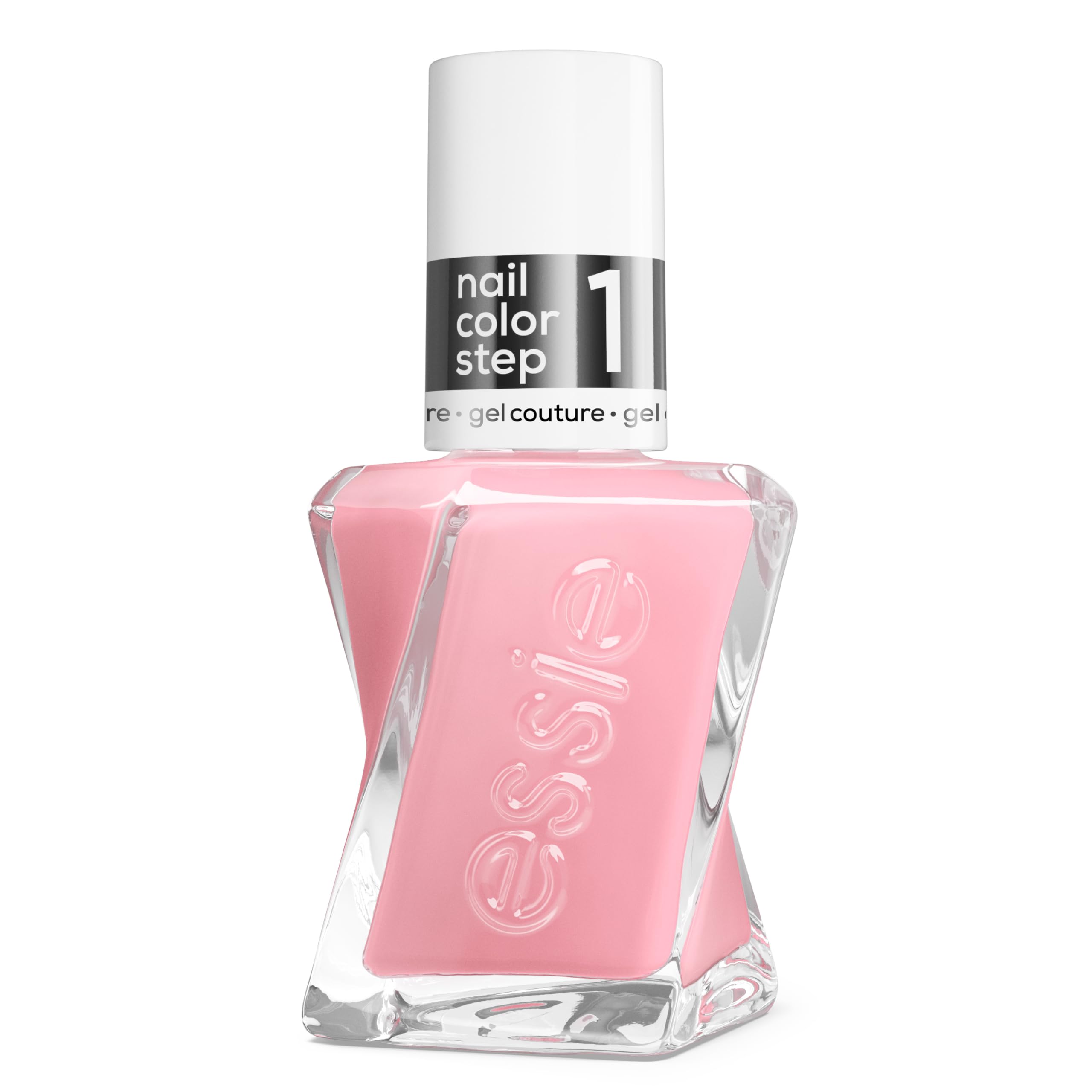 essie gel couture Inside Scoop bottle front showing pink shade and glossy finish