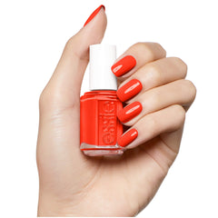 essie Geranium texture on a nail close-up showing cream finish benefit