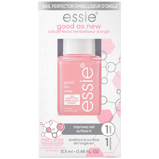 essie product front packaging showing bottle and label, clear identification and benefit