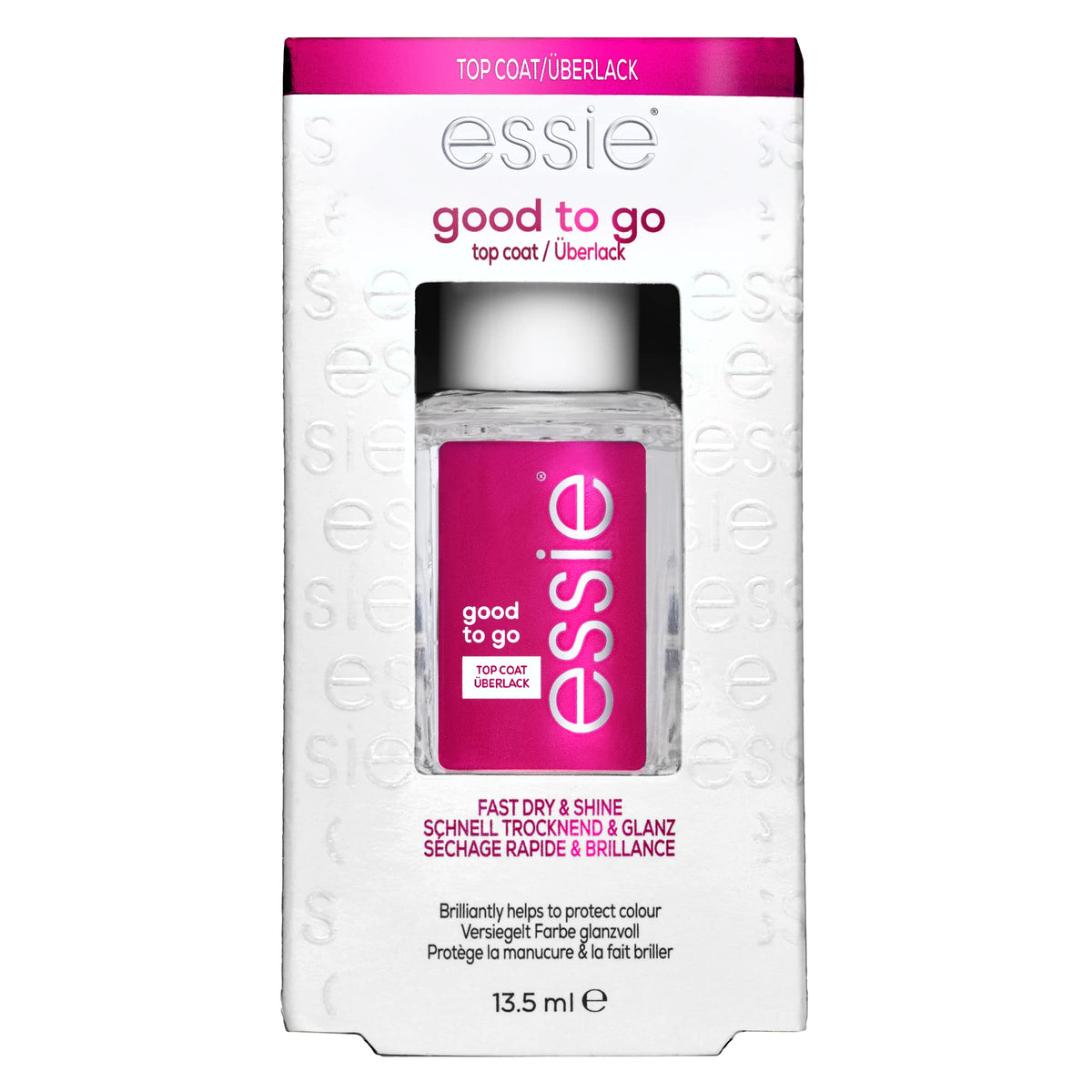essie Good to Go front bottle showing label and quick-dry benefit