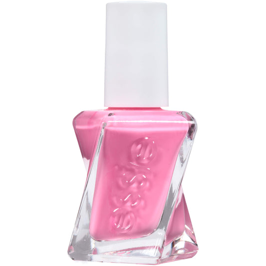 essie bottle front packaging showing Haute To Trot rose pink, highlights longwear benefit
