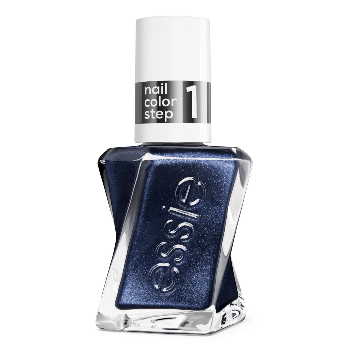 essie Ice Ice Navy front bottle showing deep blue pearl and shine