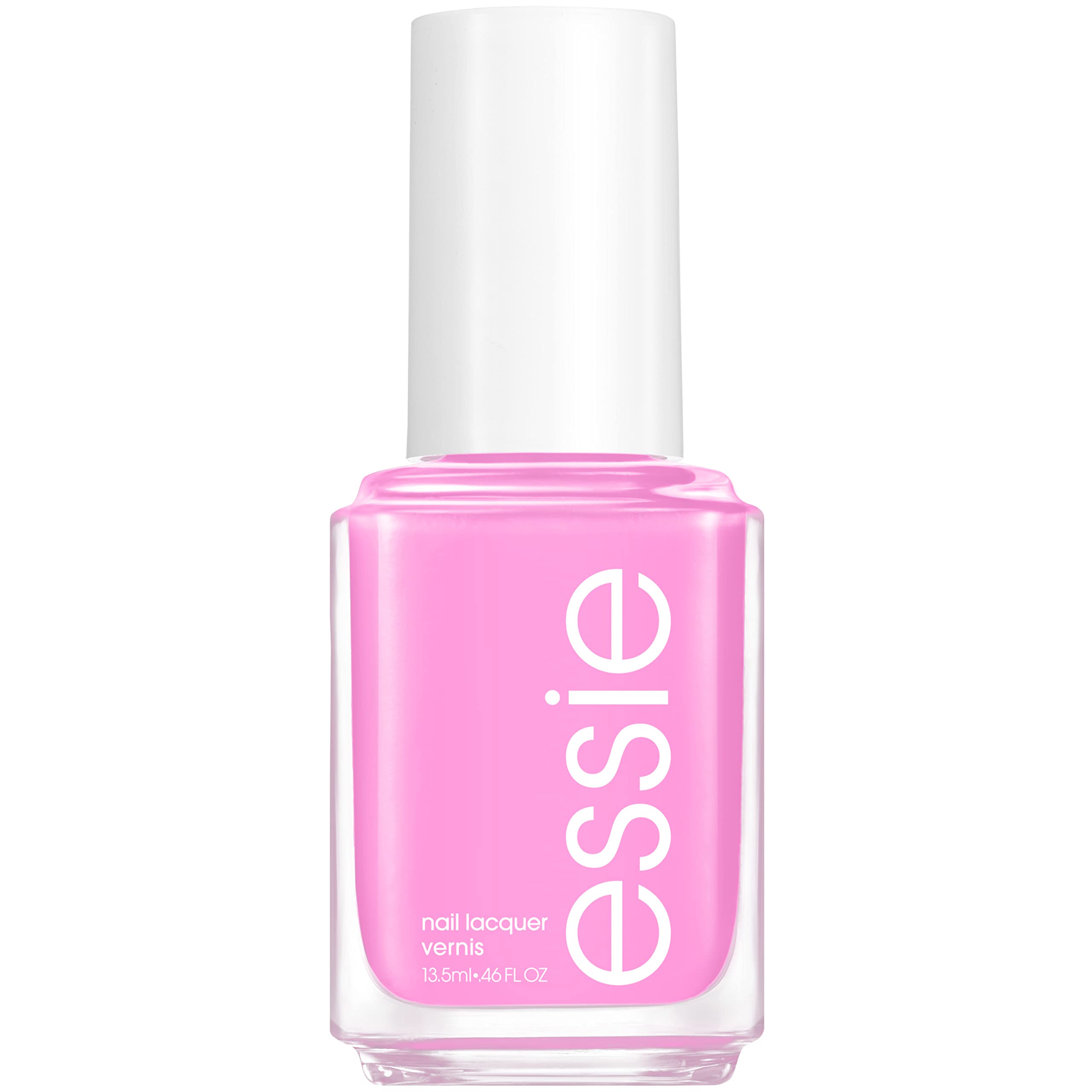 essie front bottle showing bright pink shade and glossy finish benefit of color clarity