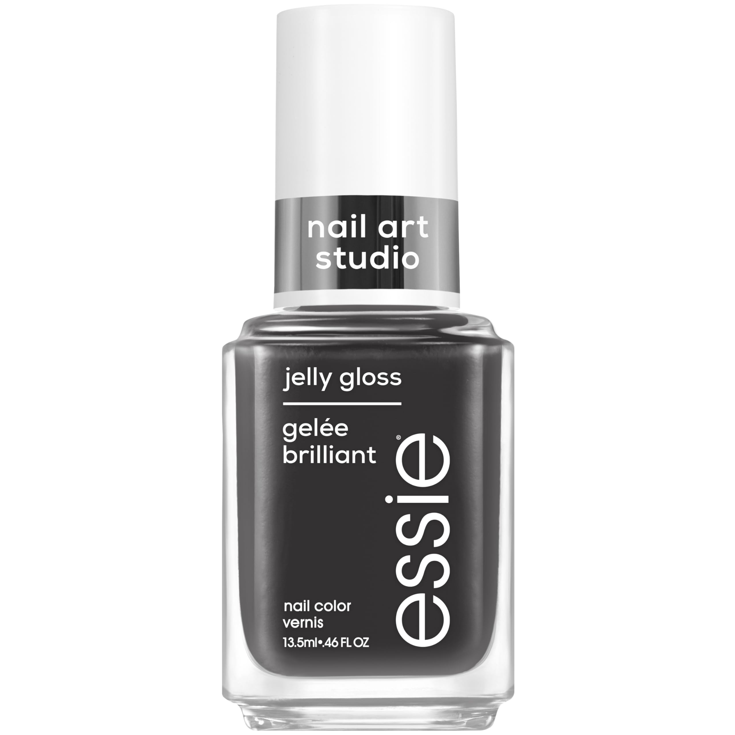 essie bottle front view showing glossy ink jelly polish and precise application benefit