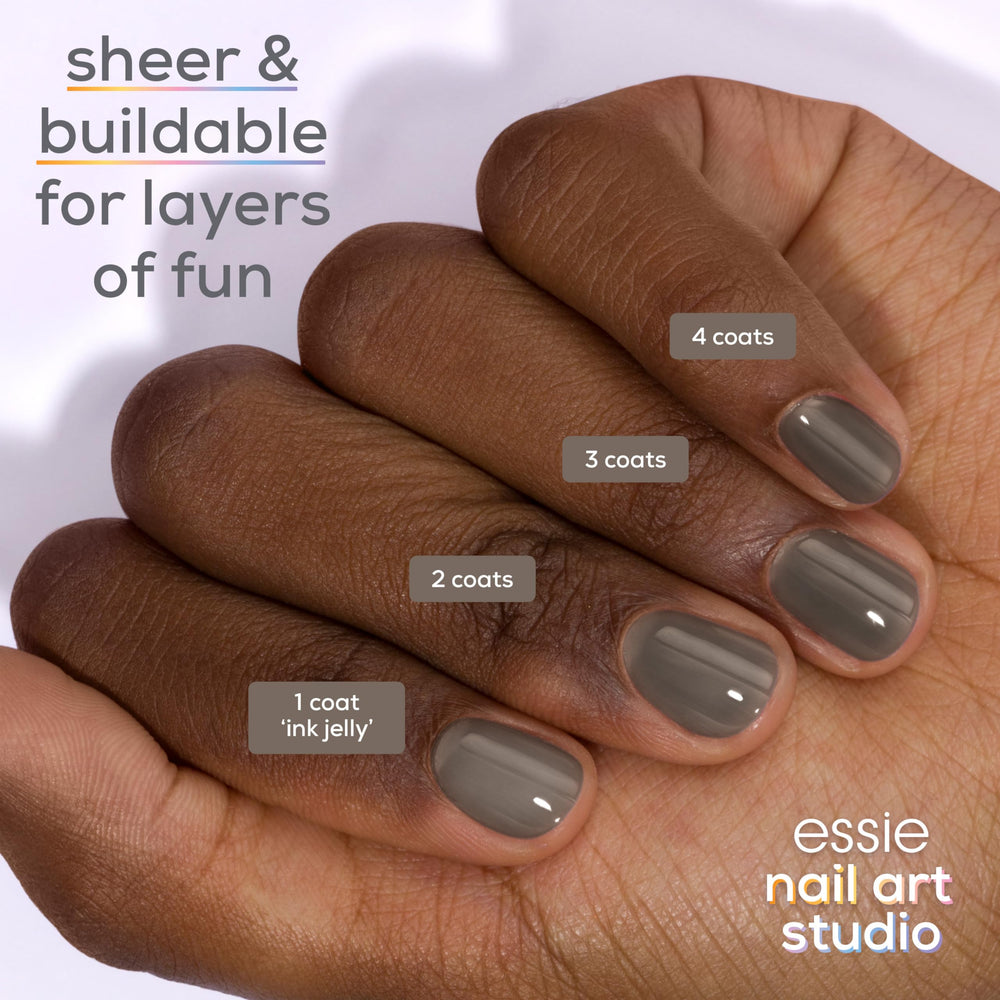 essie swatches on nail tips illustrating sheer buildable color benefit
