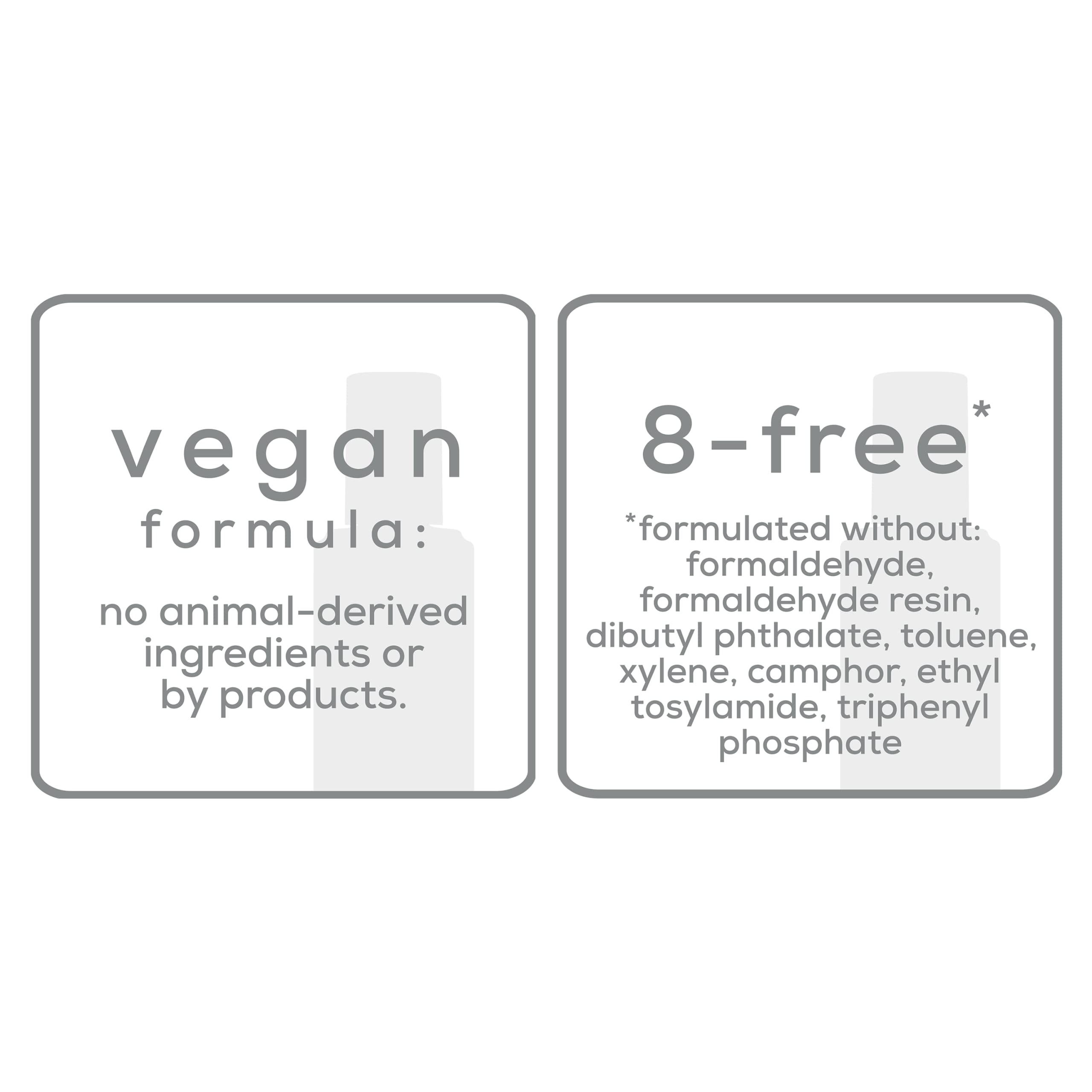 essie label and ingredient panel close-up showing vegan formula benefit