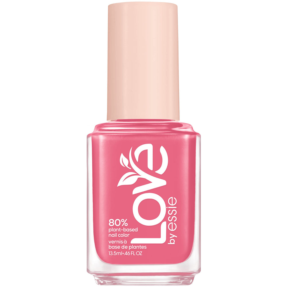 essie bottle front view showing Spinning In Joy pink and glossy finish benefit
