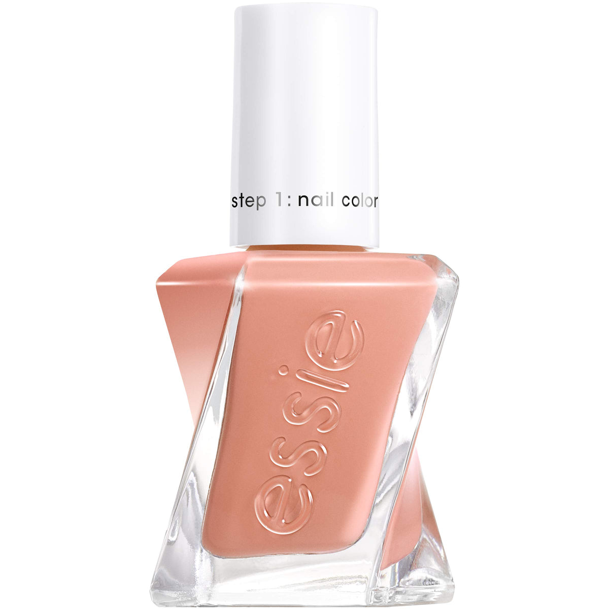 essie bottle front packaging showing camel cream color and elegant label benefit longwear