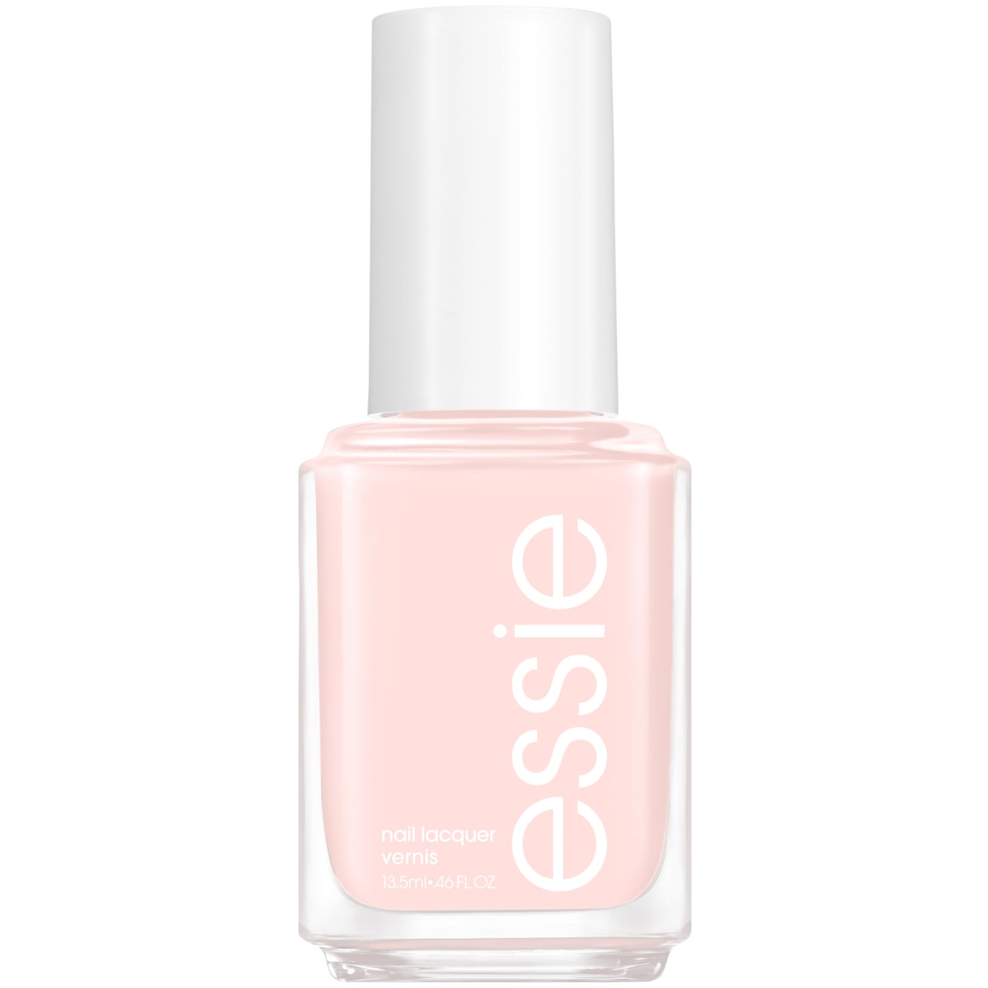 essie bottle front view showing sheer pink color and glossy finish