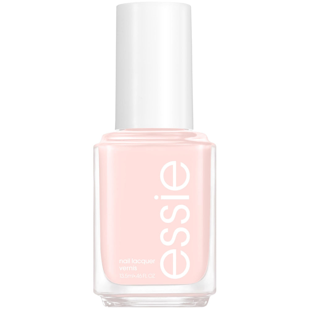 essie bottle front view showing sheer pink color and glossy finish