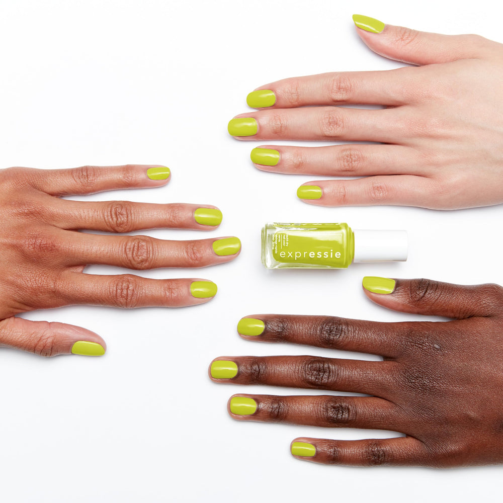 essie polish stroke on nail wheel showing true lime shade and cream finish