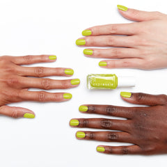 essie polish stroke on nail wheel showing true lime shade and cream finish