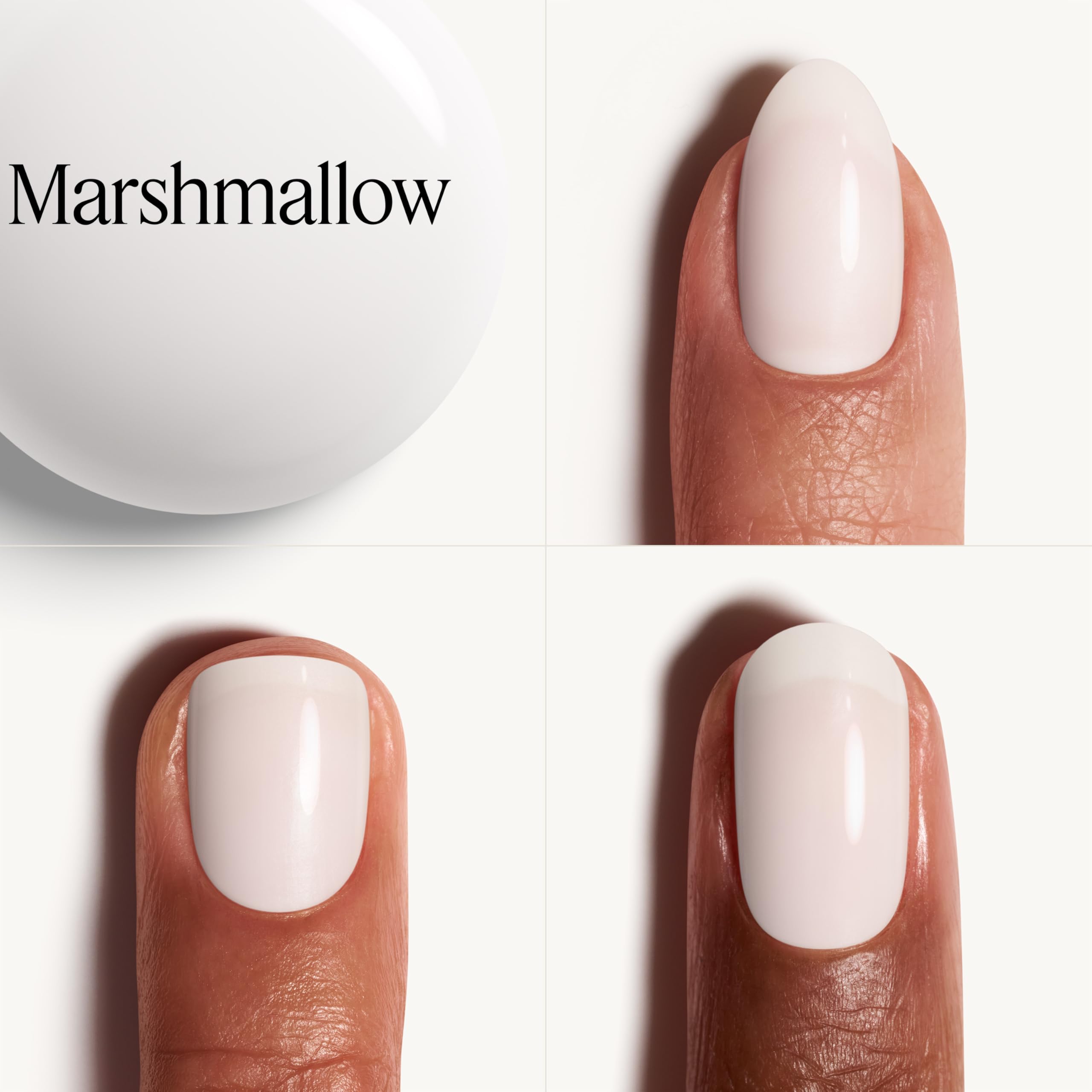 essie Marshmallow close-up highlighting glossy shine and translucent cloudy white