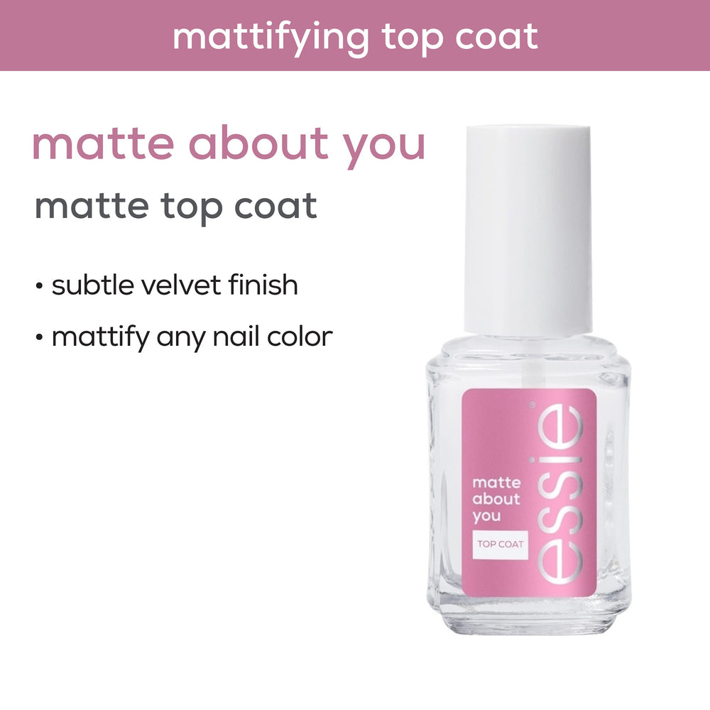 nail close-up with essie matte finish showing velvet texture benefit