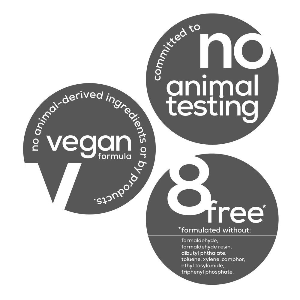 essie product label and vegan claim close-up showing clean, cruelty-free benefit