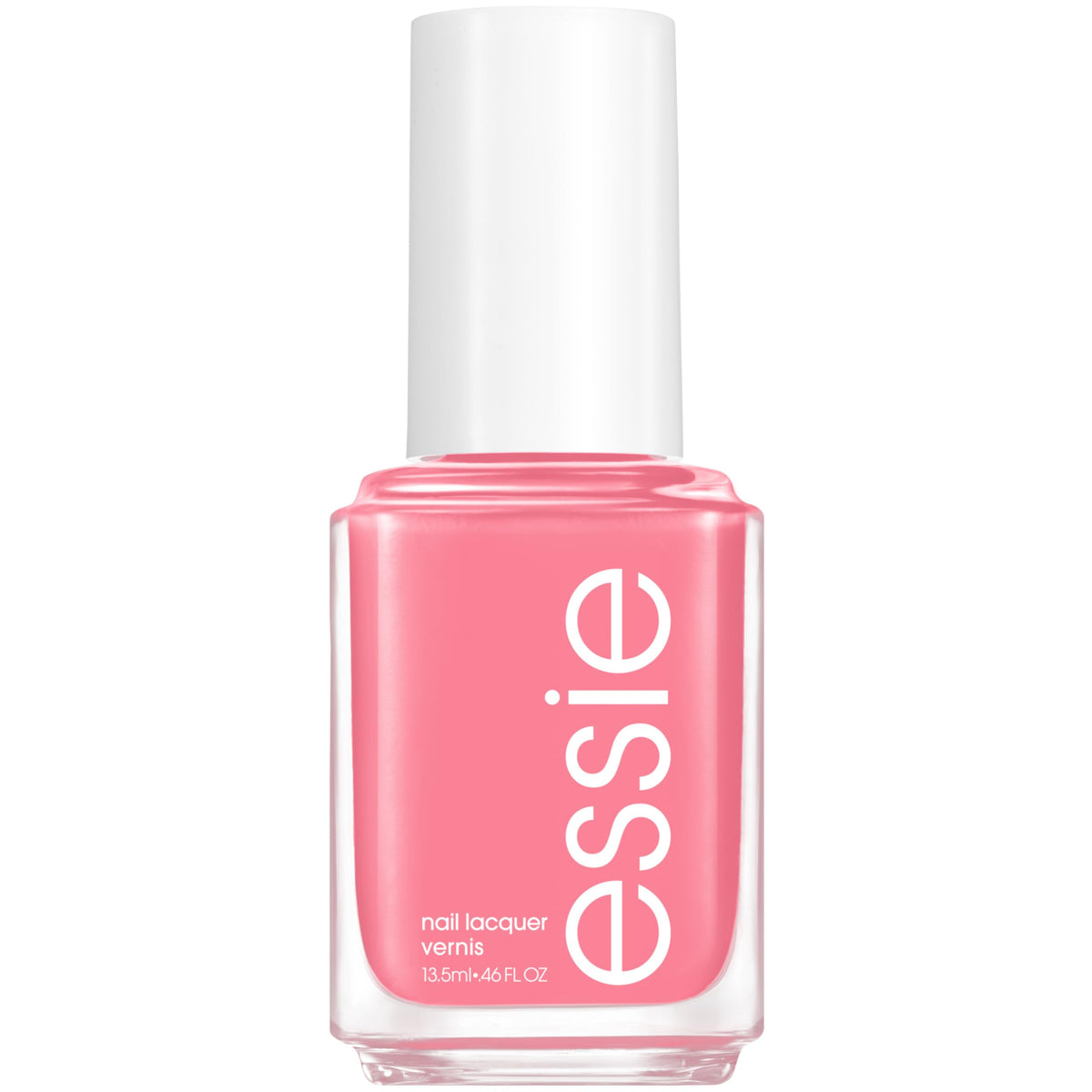 essie bottle front view showing mauve pink shade and glossy finish benefit