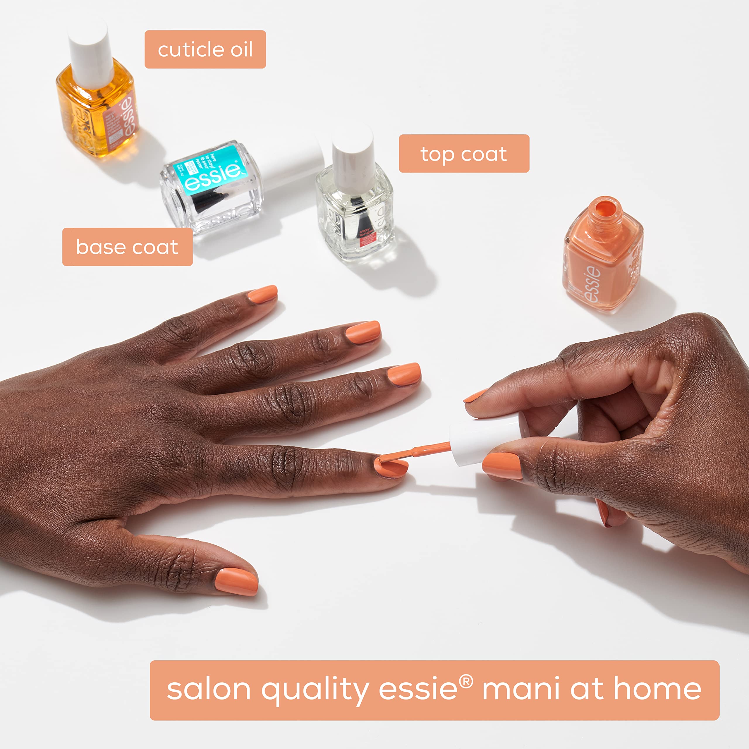 essie size comparison with 0.46 fl oz bottle showing travel-friendly benefit