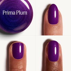 essie Prima Plum nail swatch on hand showing color shift and wearable glamour