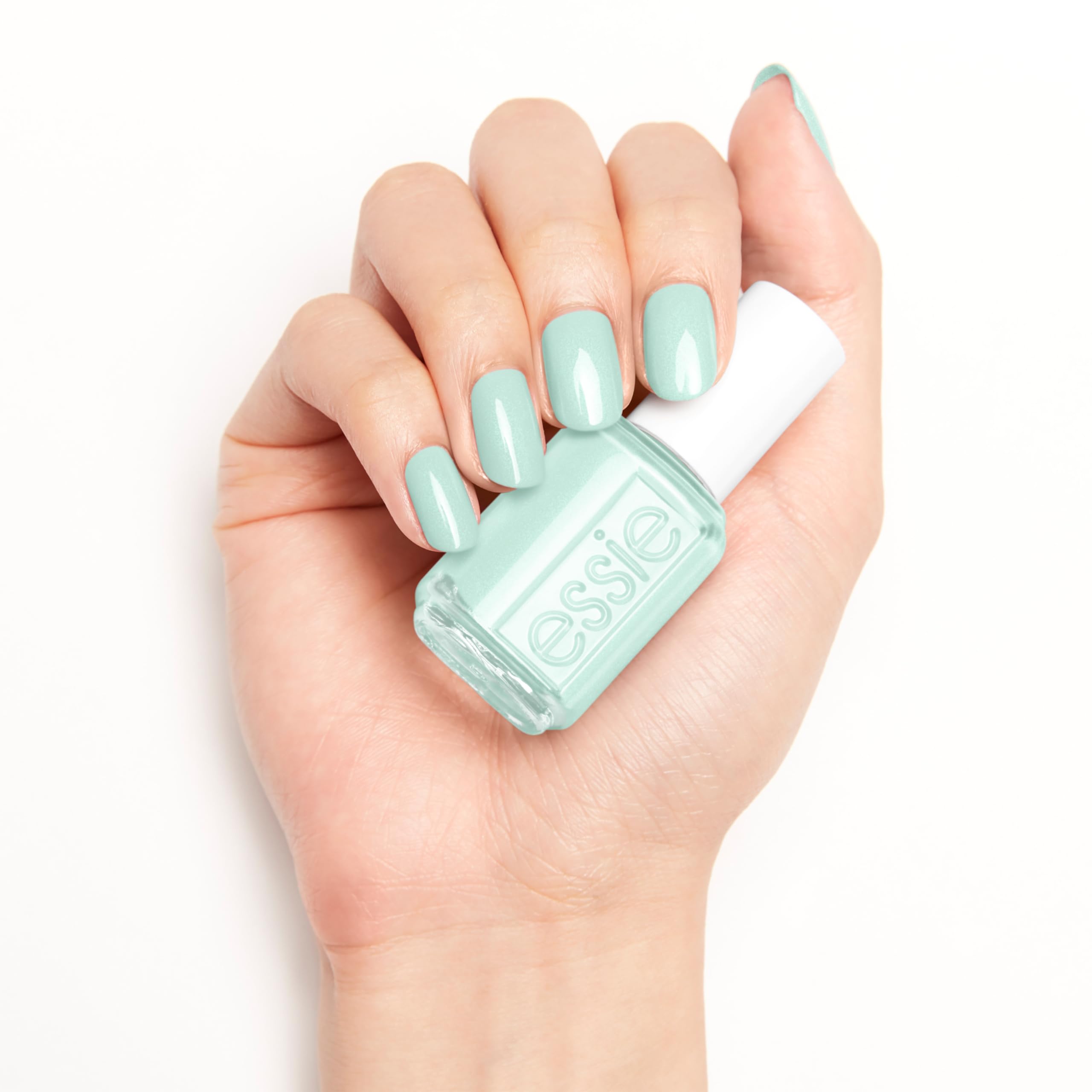 essie bottle in hand showing compact 0.46 fl oz travel-friendly benefit